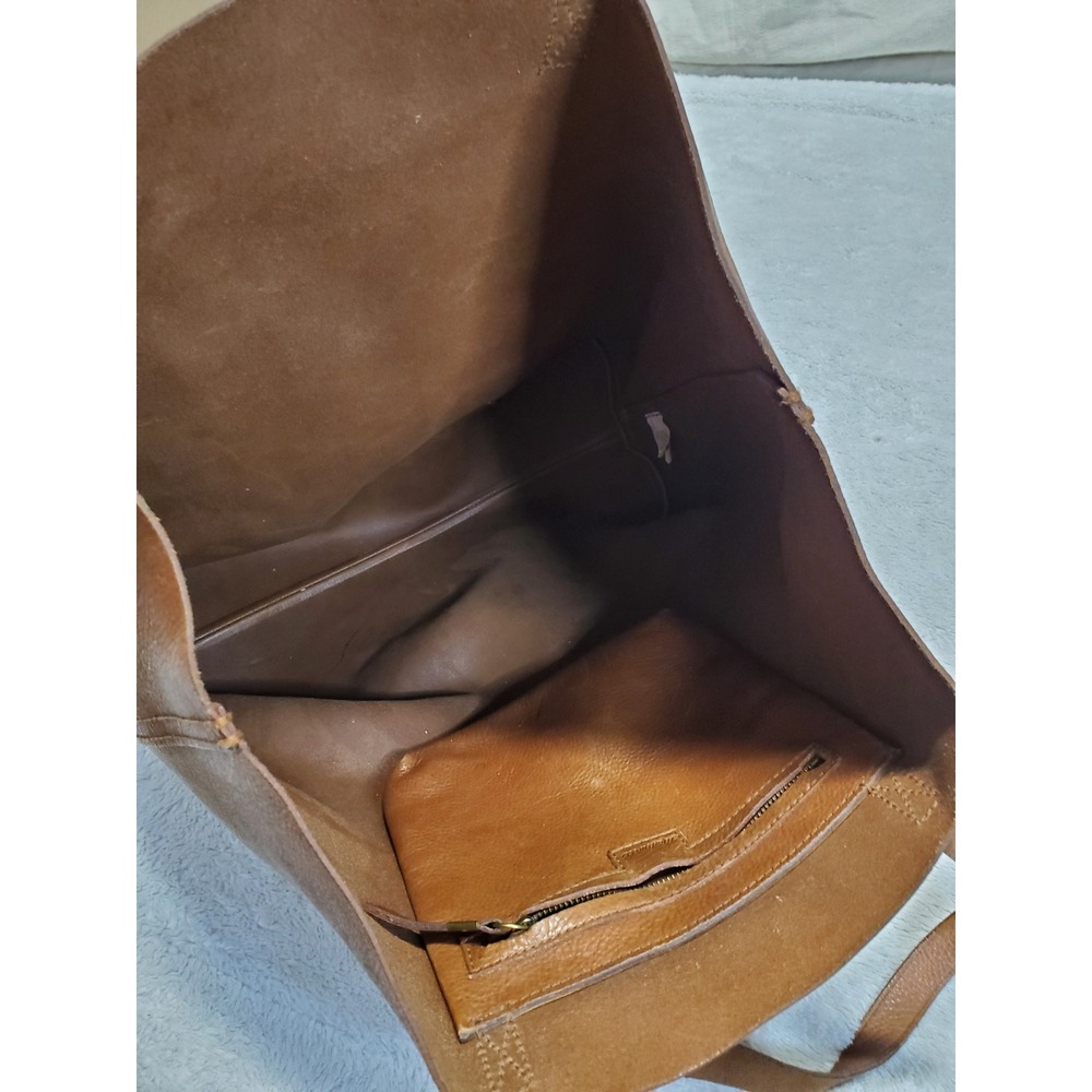 Madewell Tan Leather Large Tote Purse Bag Classic Clean Girl Boho Minimalist - Picture 10 of 14
